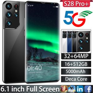 2022 Nuevo teléfono inteligente Galaxy S28 Professional + 6.1 pulgadas 5000mAh