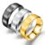 Conjunto de anéis de dedo de ouro preto de aço titânio de 6 mm para homens anel banhado a prata para mulheres joias de aço inoxidável anel de casamento feminino