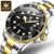 OLEVS Men’s Quartz Watch Outdoor Sports Waterproof Luxury Business Stainless Steel Men’s Watch Fashion Gift 5885 Gold Black Face