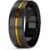 Trendy 8mm Gold Groove Beveled Edge Black Tungsten Wedding Rings For Men Black Brushed Steel Engagement Ring Men’s Wedding Band